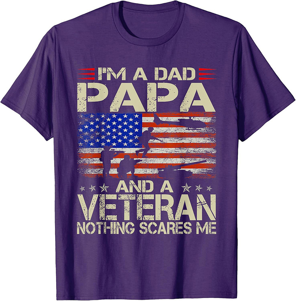 I'm A Dad Papa And Veteran Funny Retro Dad Papa Grandpa T-Shirt