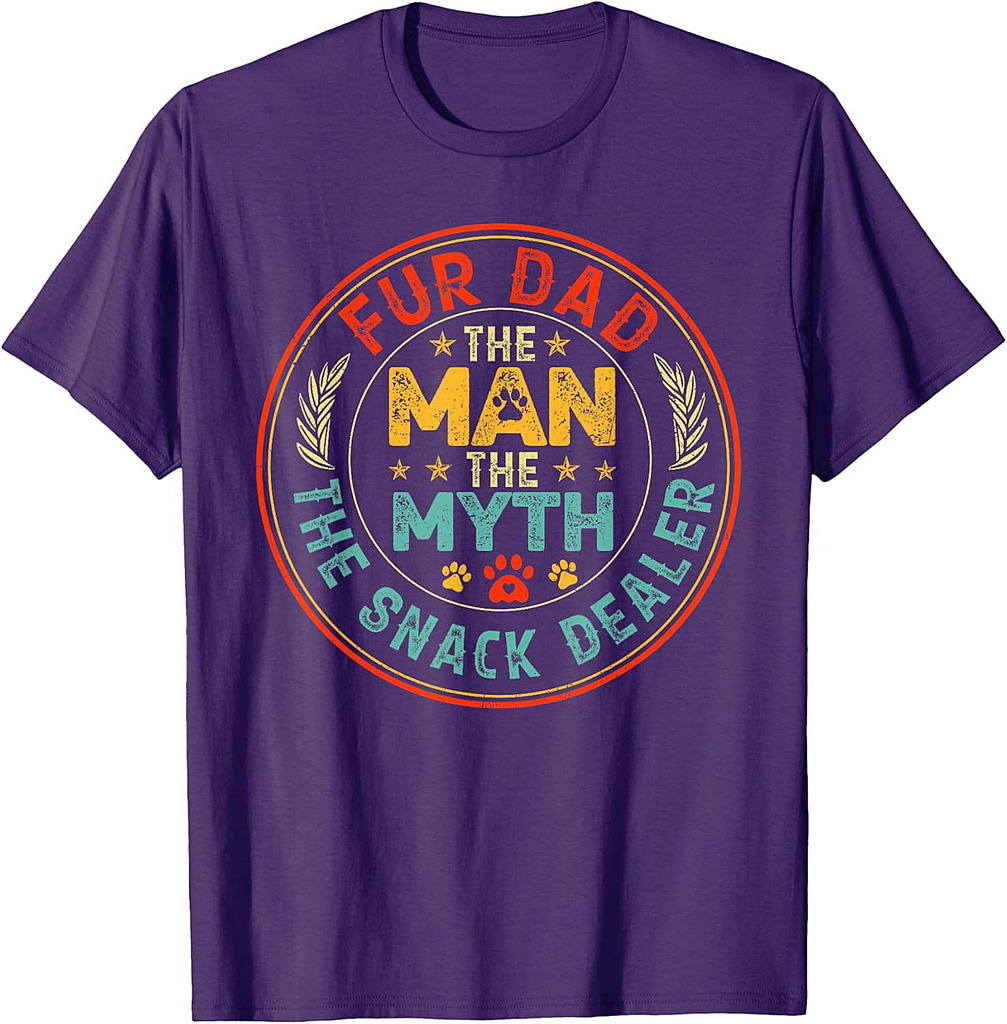 Father's Day Fur Dog Dad The Man The Myth The Snack Dealer T-Shirt