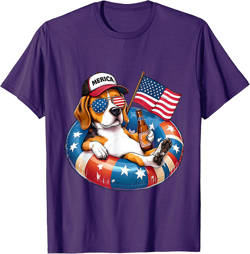 Patriotic Beagle Dog USA Flag 4th of July T-Shirt