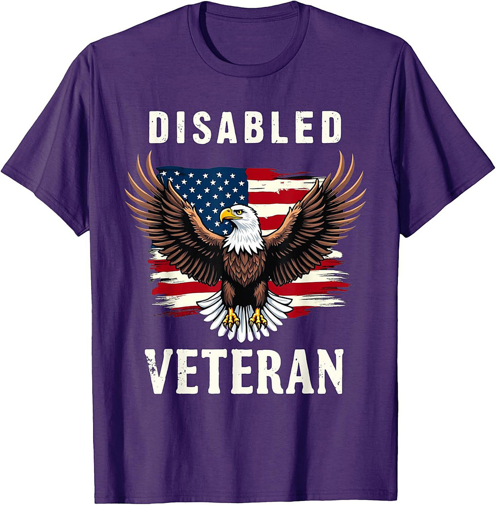 Disabled Veteran Men's Patriotic Veterans day American Flag T-Shirt