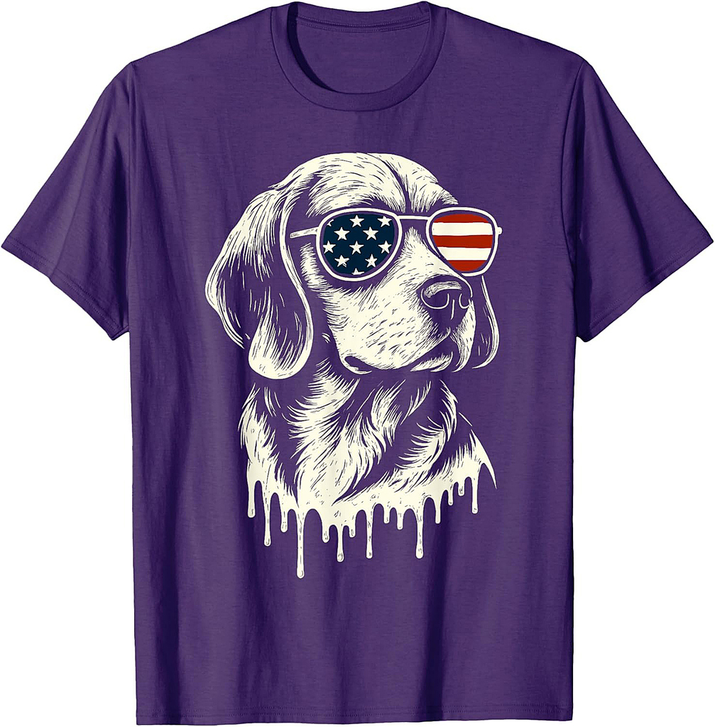 American Flag Beagle USA Retro Patriotic 4th of July Vintage T-Shirt