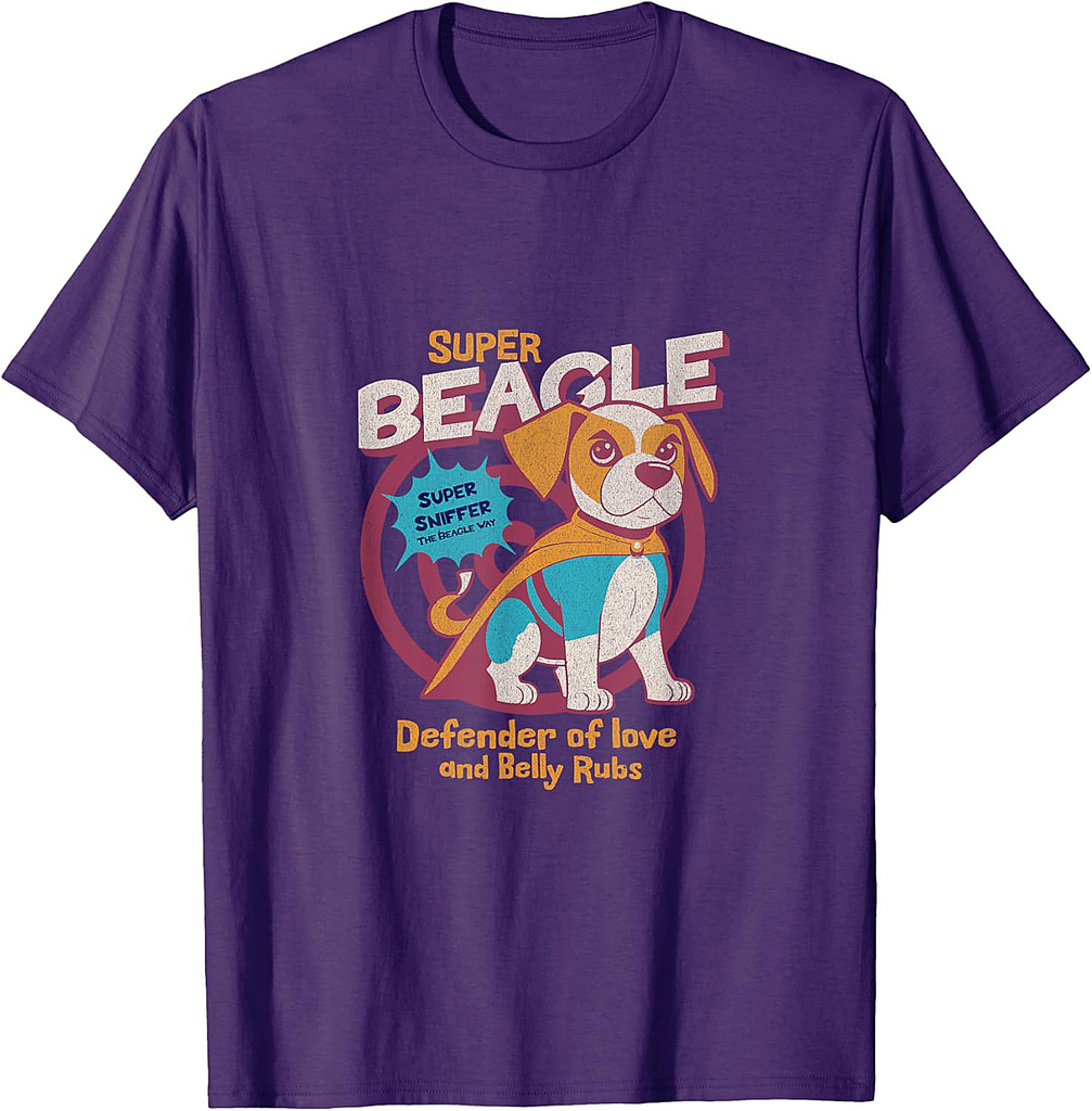 Cute Super Beagle Action Hero Funny Design T-Shirt