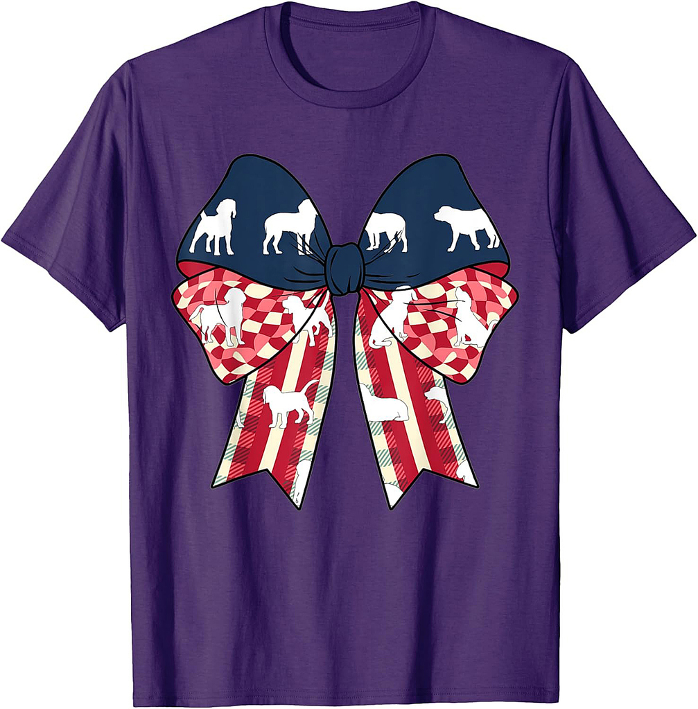 Beagle Dog American Flag Patriotic Bow Coquette 4th Of July T-Shirt for Men Women