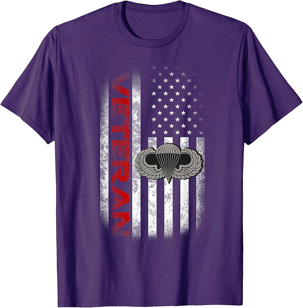 Veteran Airborne Paratrooper Military Wings Distressed T-Shirt