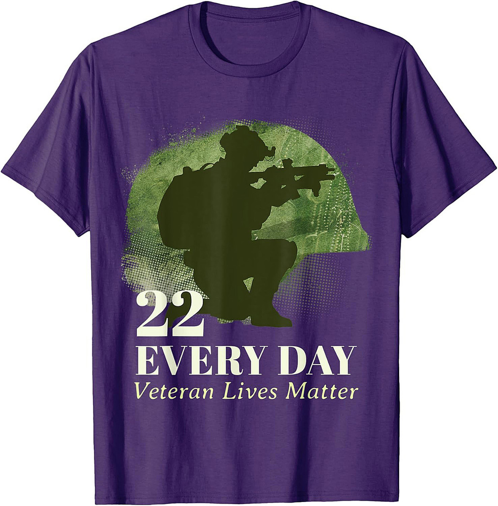 22 Every Day Veteran Lives Matter Veteran Suicide Awareness T-Shirt