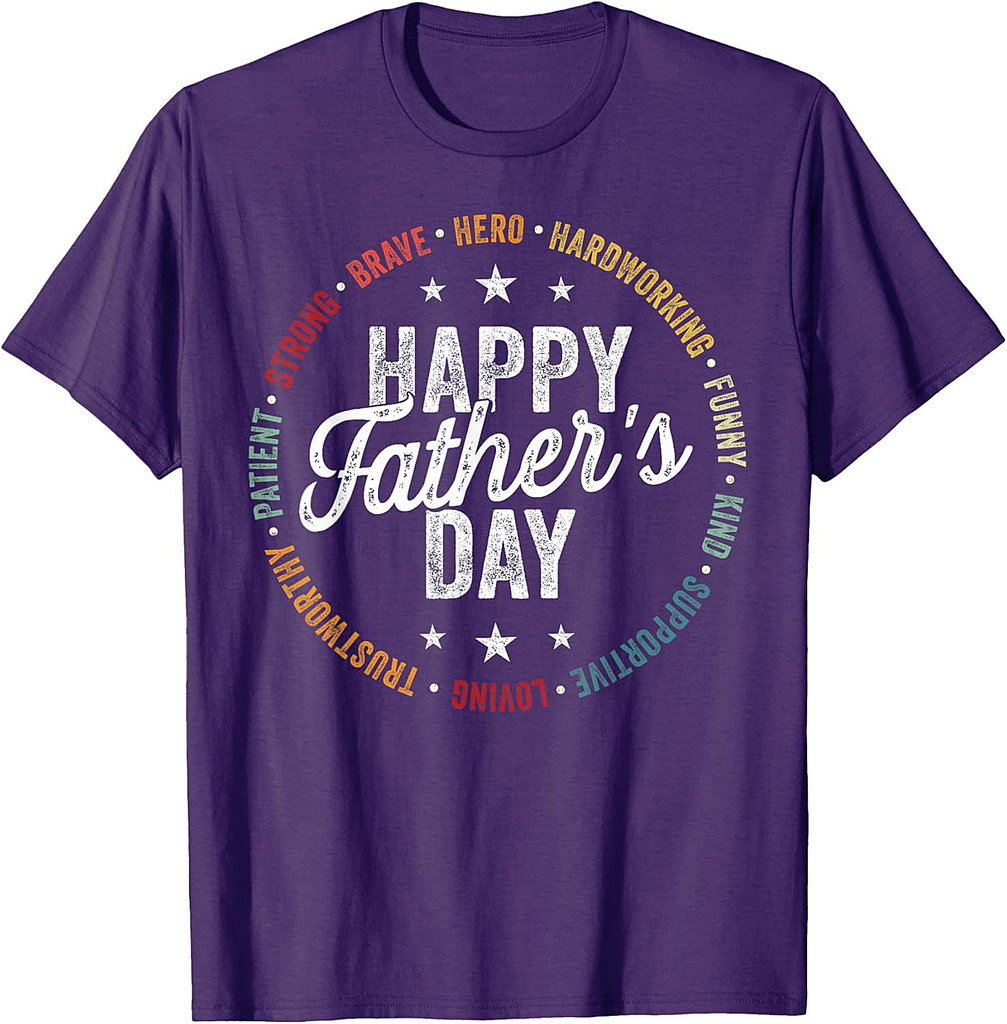 Happy Father's Day Shirts for Dad Grandpa Strong Brave Hero T-Shirt