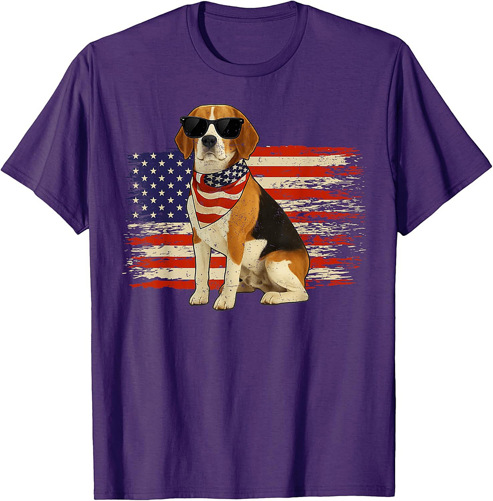 Patriotic Beagle American Flag Dog Lovers Retro 4th Of July T-Shirt