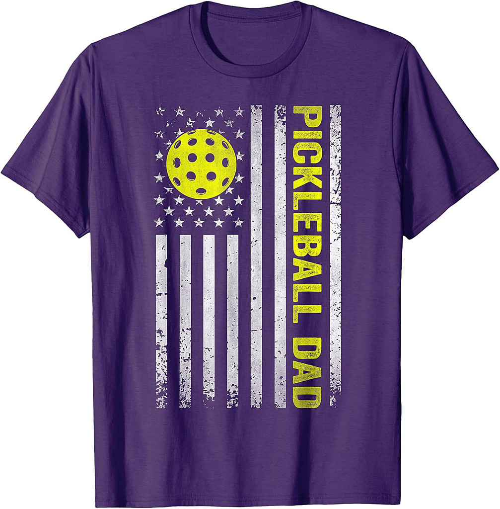 Pickleball Dad Father's Day USA Flag T-Shirt