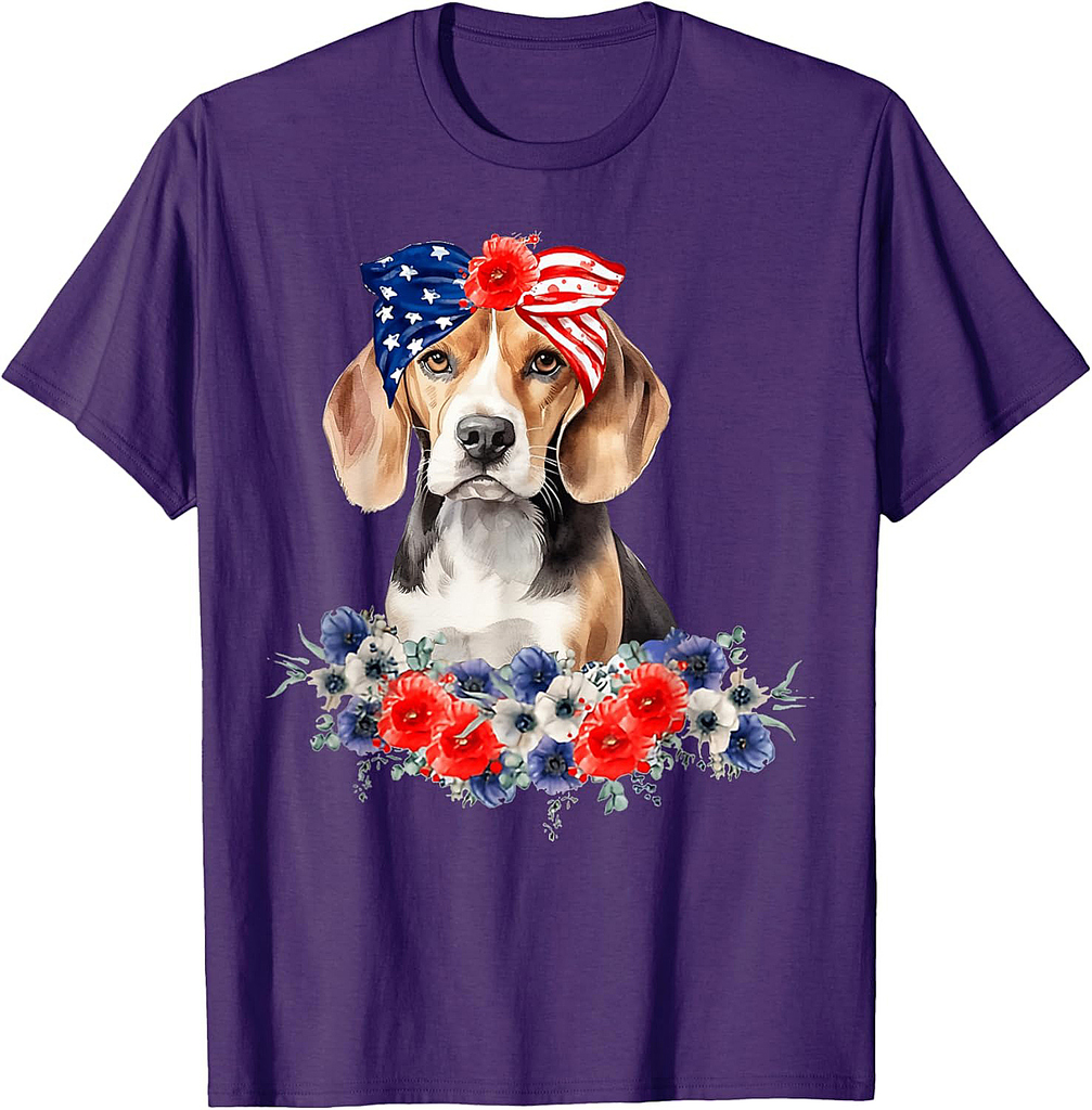 Beagle Dog Bandana American Flag 4th Of July T-Shirt