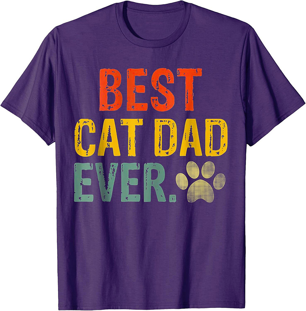 Vintage Best Cat Dad Ever Cat Paw Meow Daddy Fathers Day T-Shirt