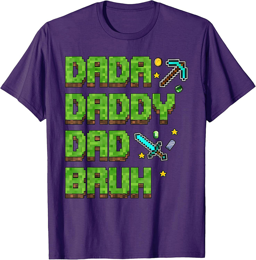 Dada Daddy Dad Bruh Gifts Father's Day Game Pixel T-Shirt