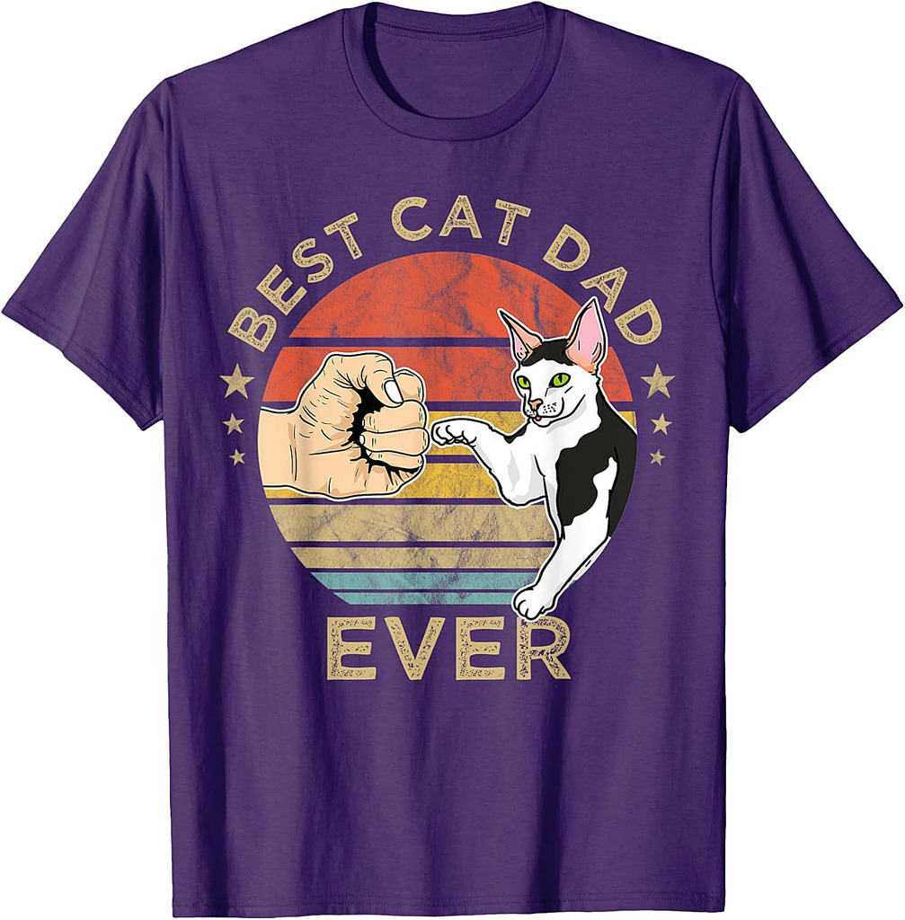Funny Best Cat Dad Ever Vintage Retro Gift For Father Daddy T-Shirt