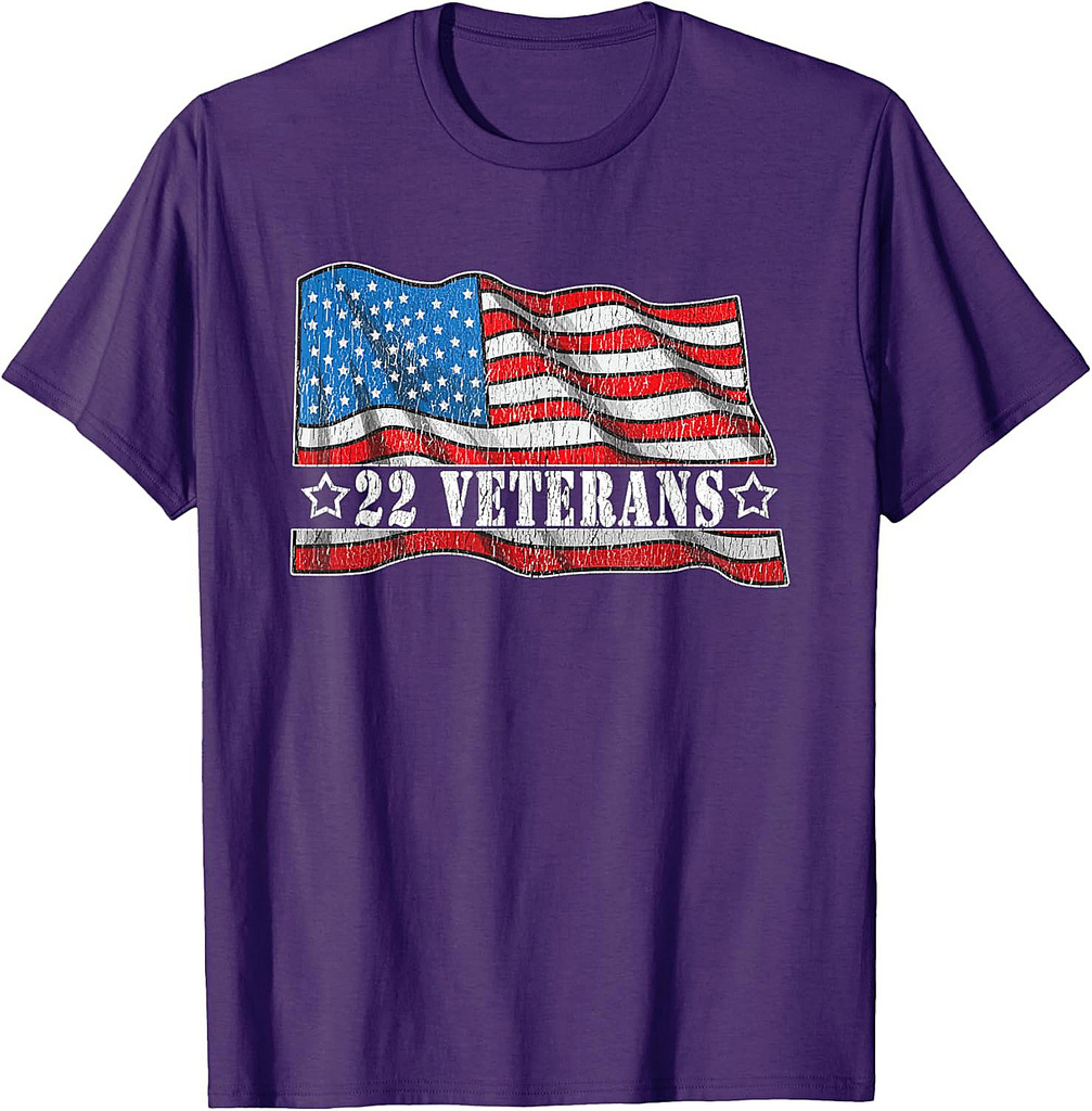 22 Veterans A Day Commit Suicide PTSD Patriotic USA Flag T-Shirt
