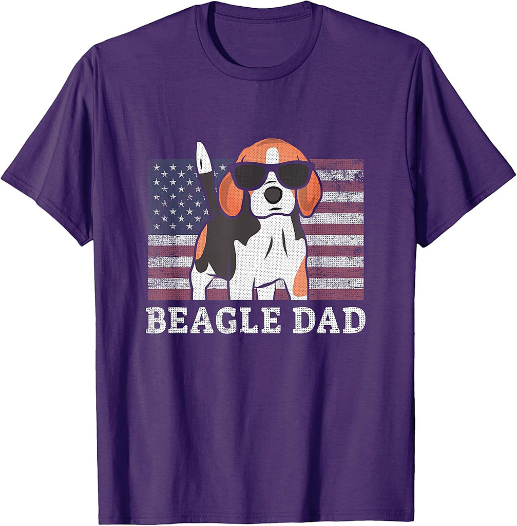 Beagle Dad American Flag 4th of July Patriotic Beagle Design T-Shirt