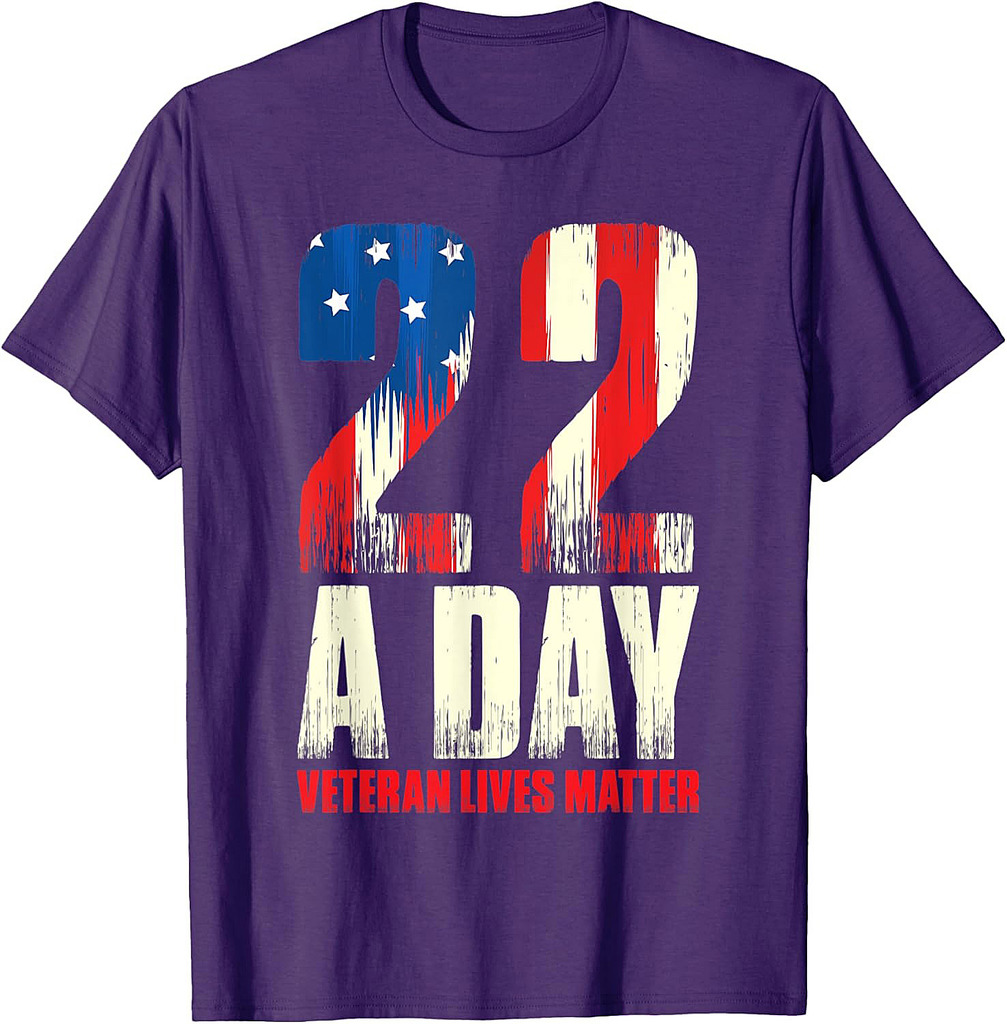 22 A Day Veteran Lives Matter US Veterans PTSD Awareness T-Shirt