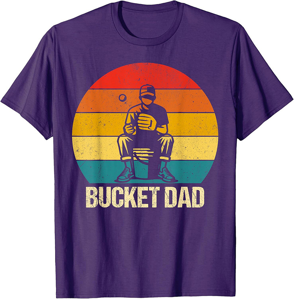 Bucket Dad Softball Dad Baseball Funny Coach Father's Day T-Shirt