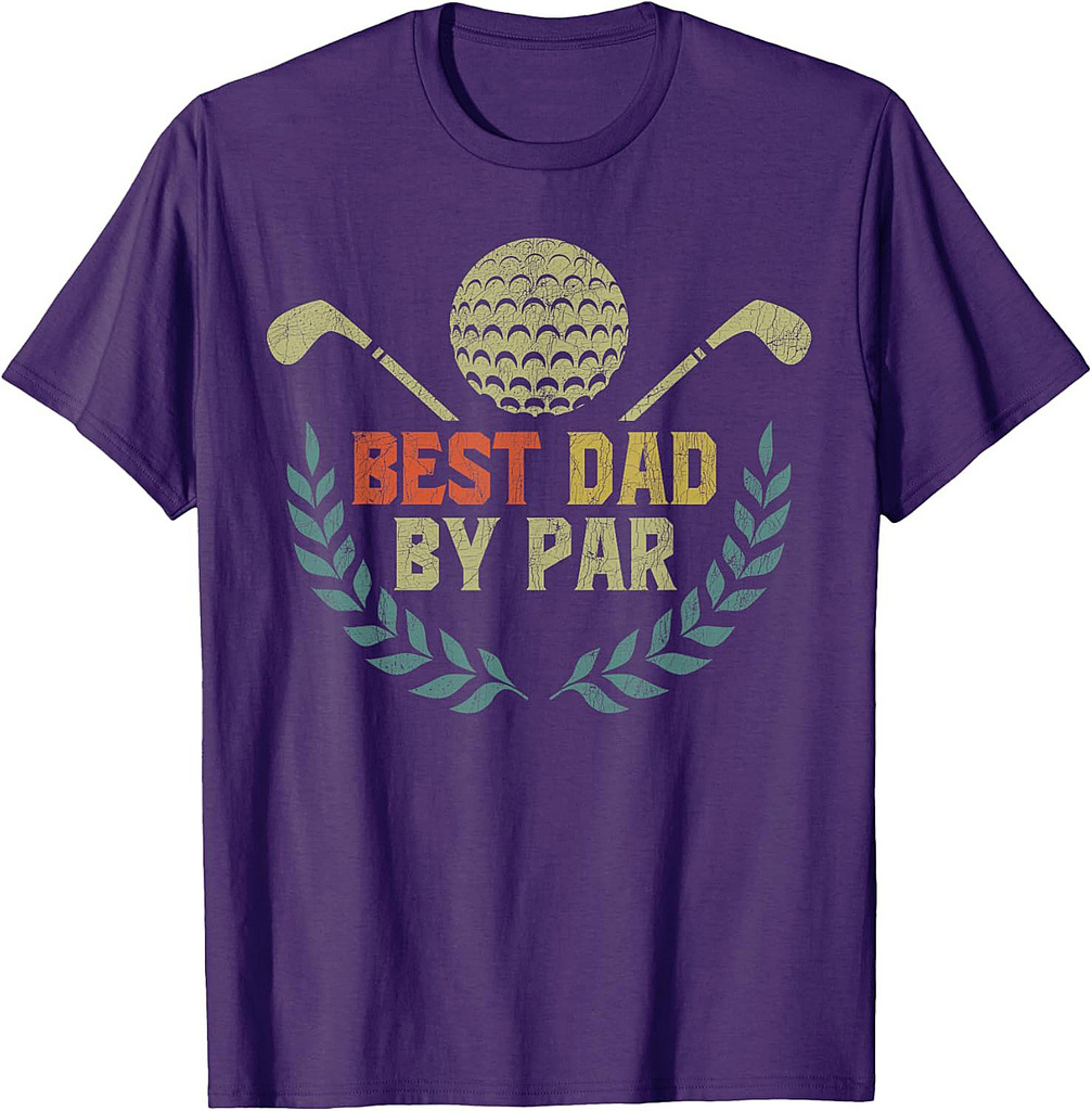 Fathers Day Golf Dad, Vintage Best Dad by Par T-Shirt