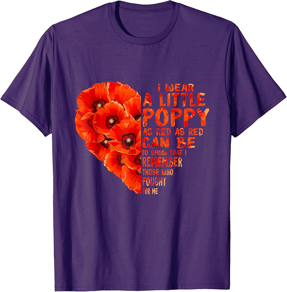 Veteran Day Lest We Forget Red Poppy Flower USA Memorial Day T-Shirt