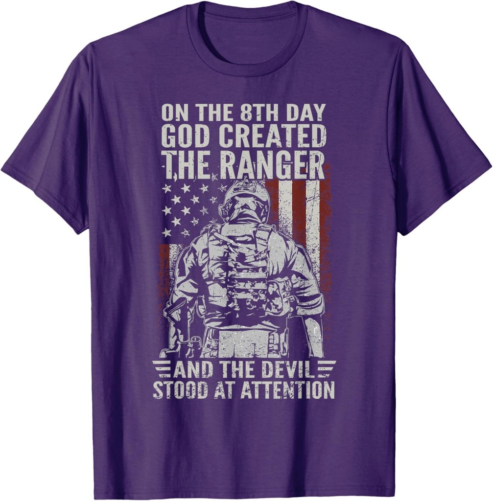 On 8th Day God Created US Army Ranger Veteran Flag American T-Shirt
