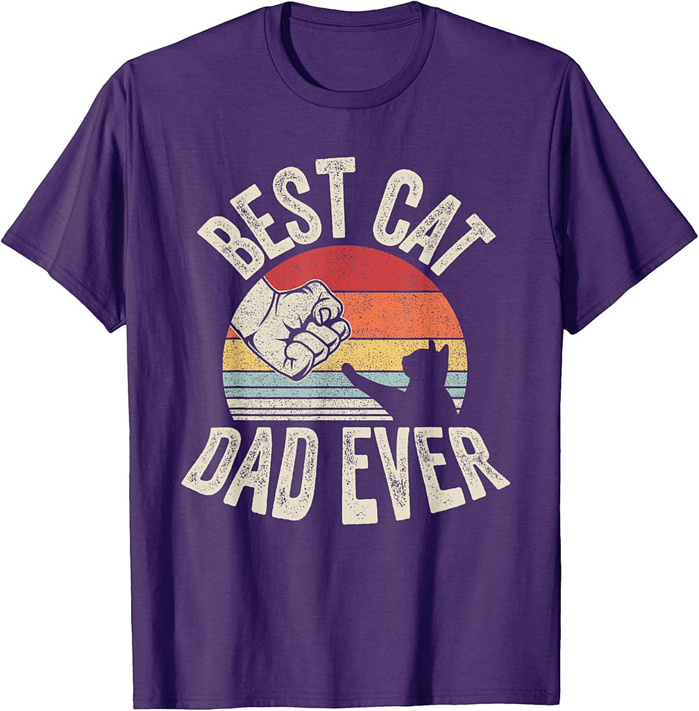 Vintage Retro Best Cat Dad Ever Cat Daddy Father's Day T-Shirt