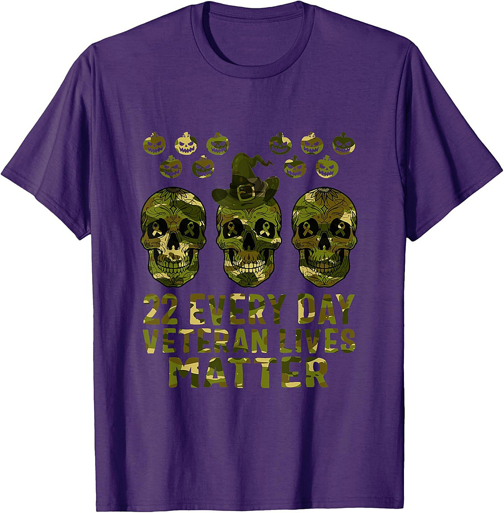 22 Every Day Veteran Lives Matter Suicide Awareness PTSD T-Shirt