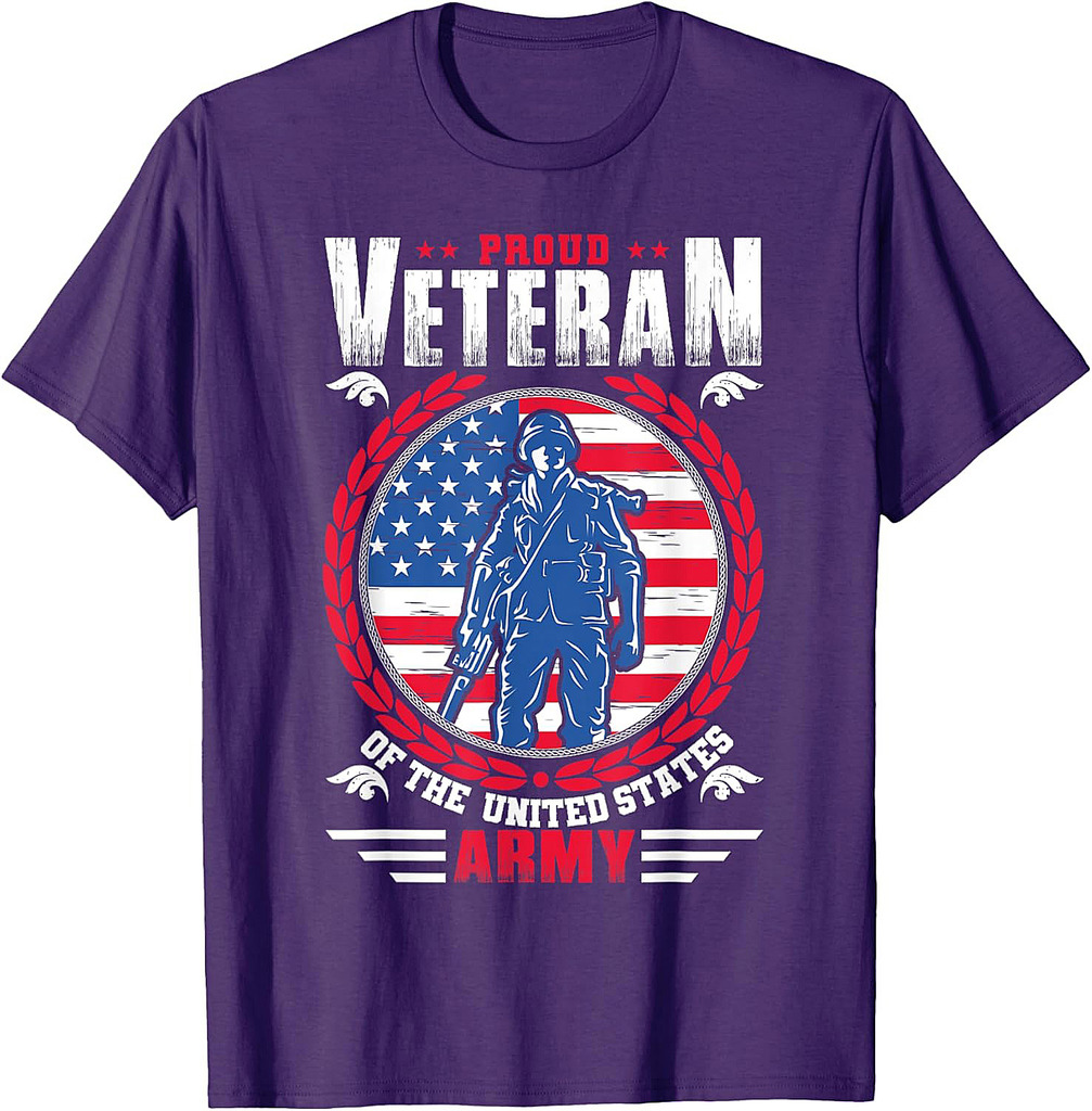 Proud Veteran of The United States US Army Military USA Flag T-Shirt
