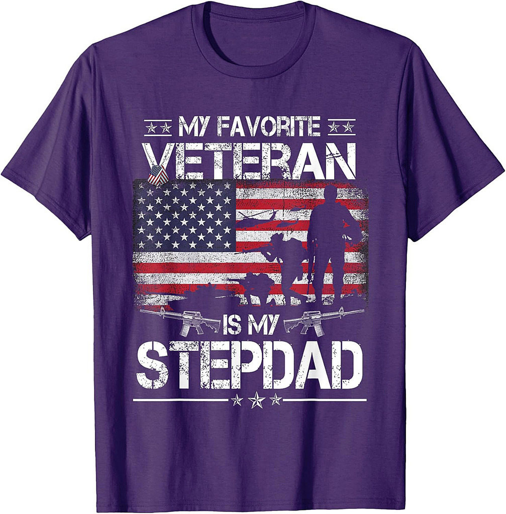 My Favorite Veteran Is My Stepdad Flag Father Veterans Day T-Shirt