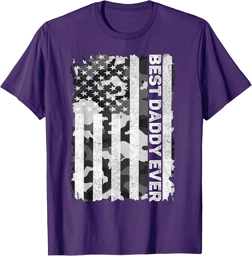 Best Daddy Ever Men Husband Camo American Flag Fathers Day T-Shirt