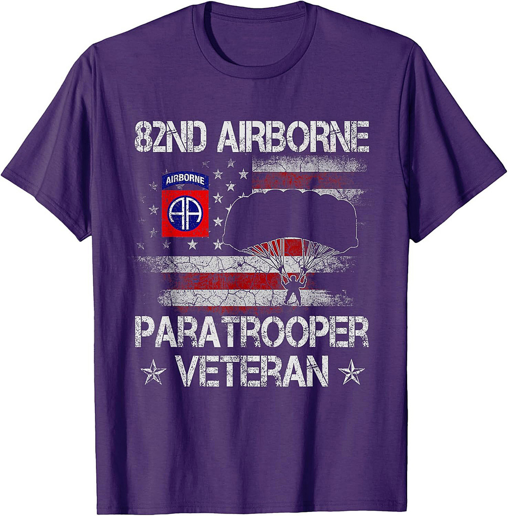 82nd Airborne Paratrooper Veteran Flag Tshirt, Veterans Day T-Shirt