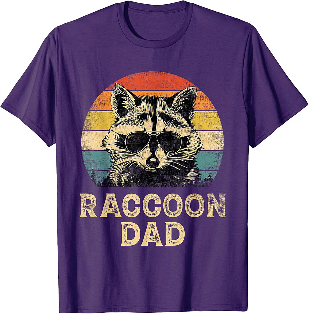Vintage Raccoon Dad Raccoon Lovers Daddy Father's Day T-Shirt