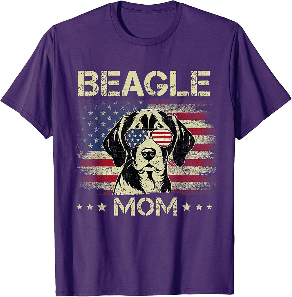 Beagle Mom Dog Vintage American Flag 4th Of July T-Shirt