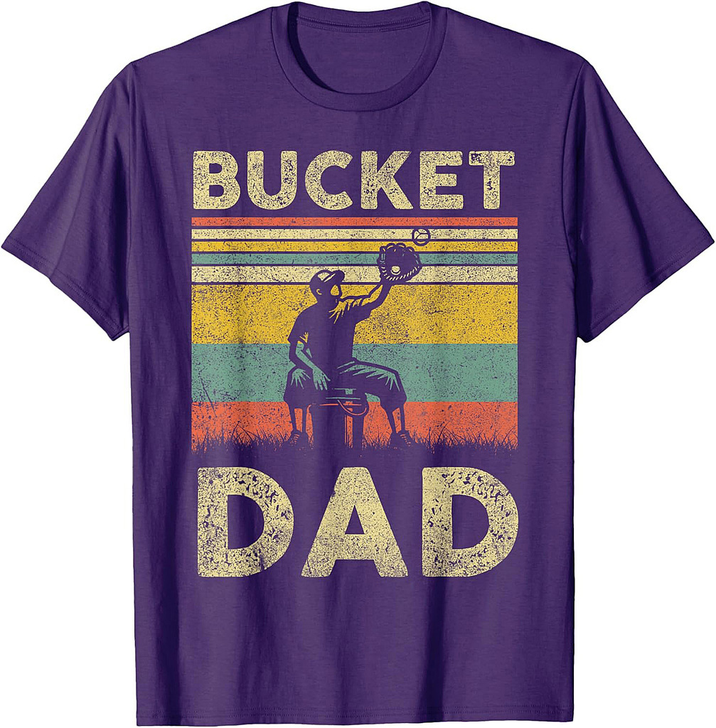 Bucket Dad Softball Dad Baseball Funny Coach Father's Day T-Shirt