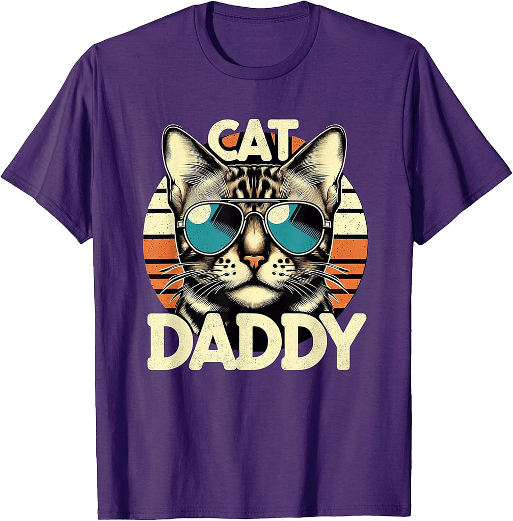 Cat Daddy Funny Cool Bengal Cat Father's Day Retro T-Shirt
