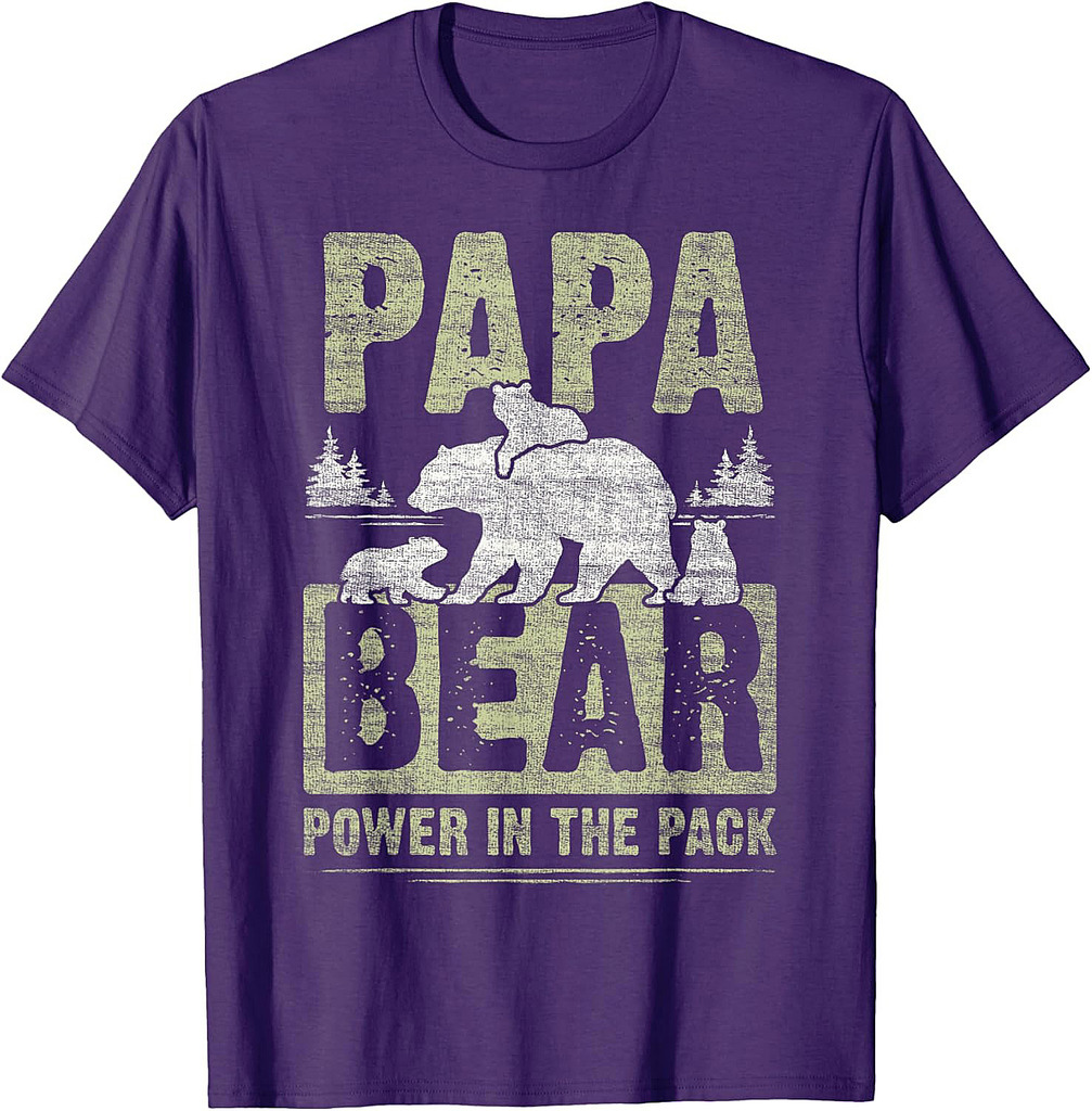 Papa Bear 3 Cubs, 3 Children, Dad, Grandpa, Father's Day T-Shirt