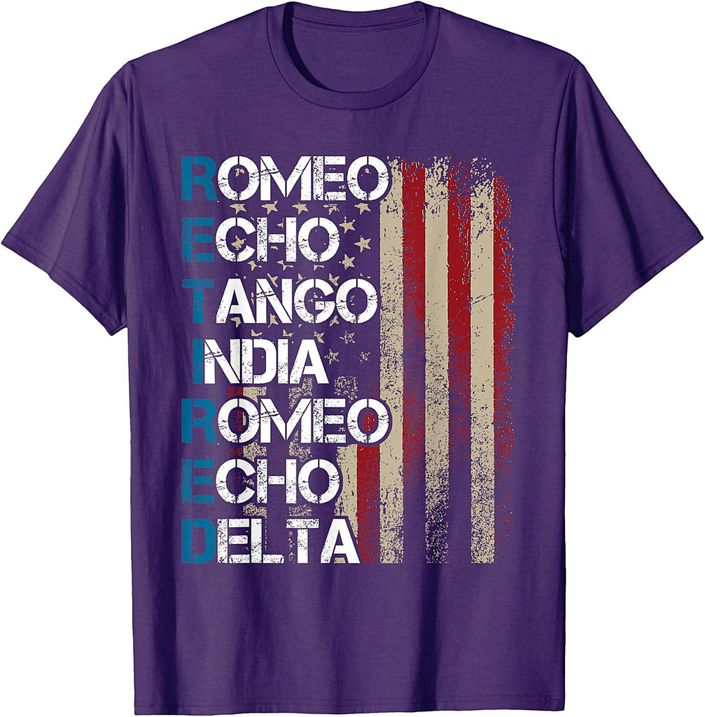 Phonetic Alphabet Retired Veteran Retirement Army Military T-Shirt