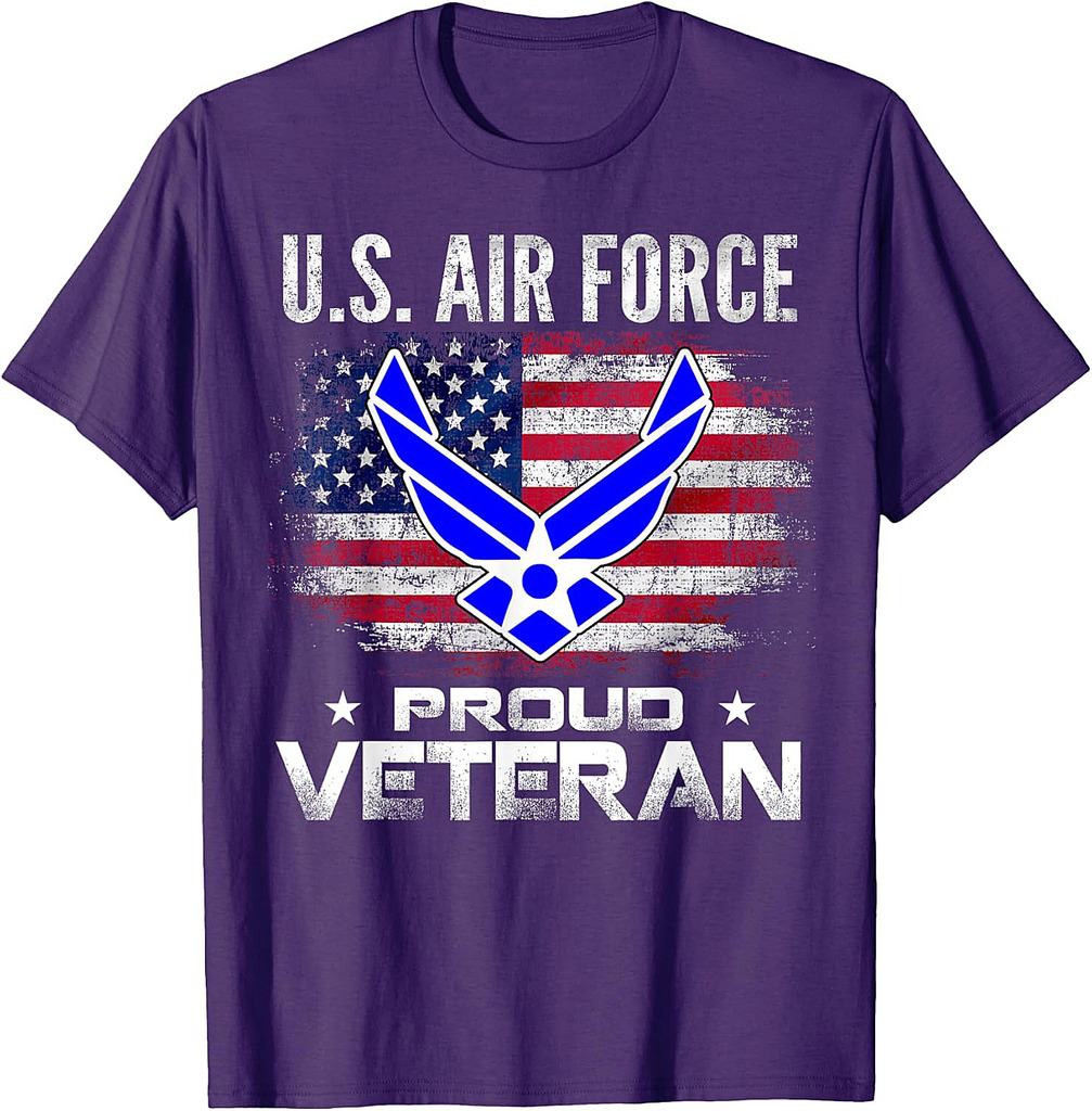 U.S Air Force Proud Veteran With American Flag Gift Veteran T-Shirt