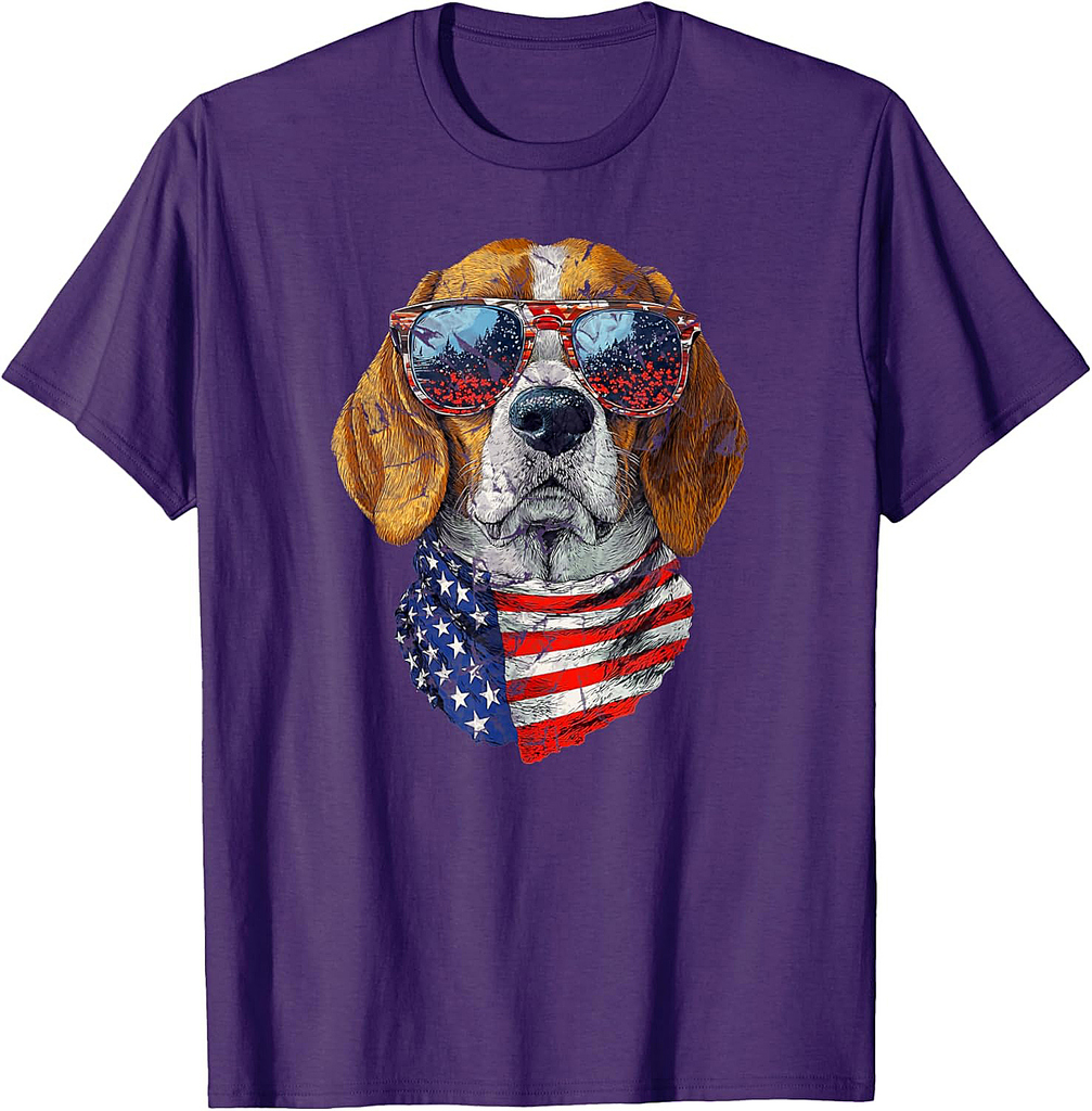 Beagle American Flag USA Patriotic 4th of July Dogs Lover T-Shirt