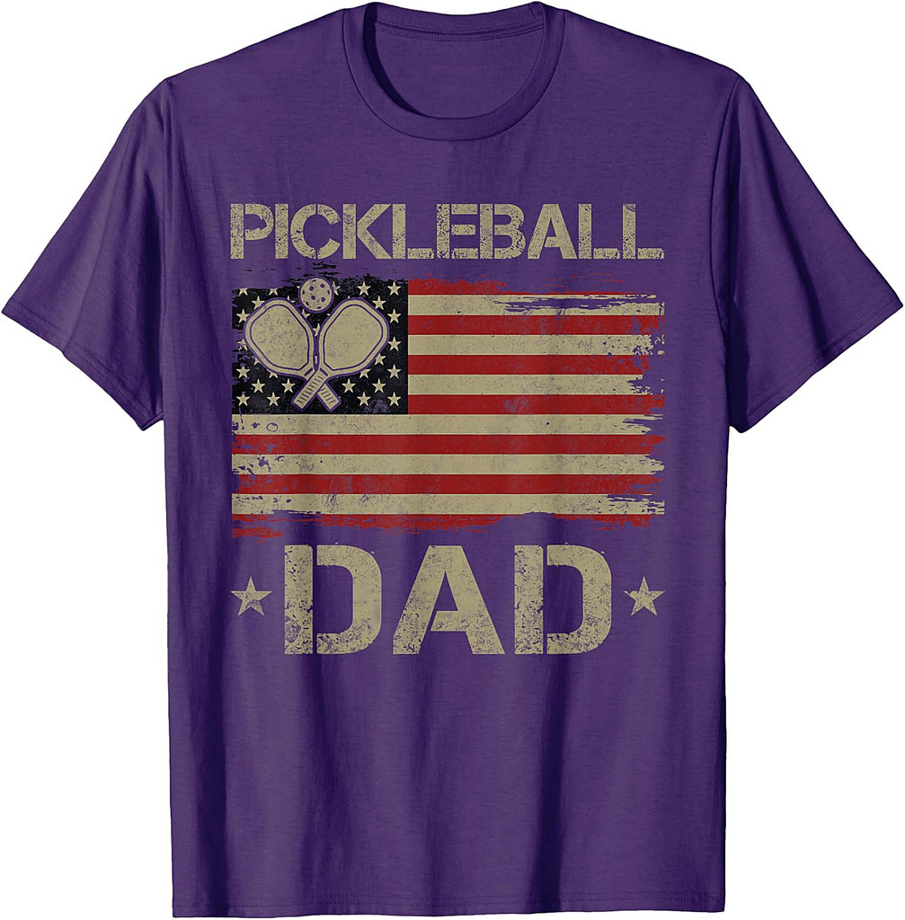 Pickleball Dad Father's Day USA Flag T-Shirt