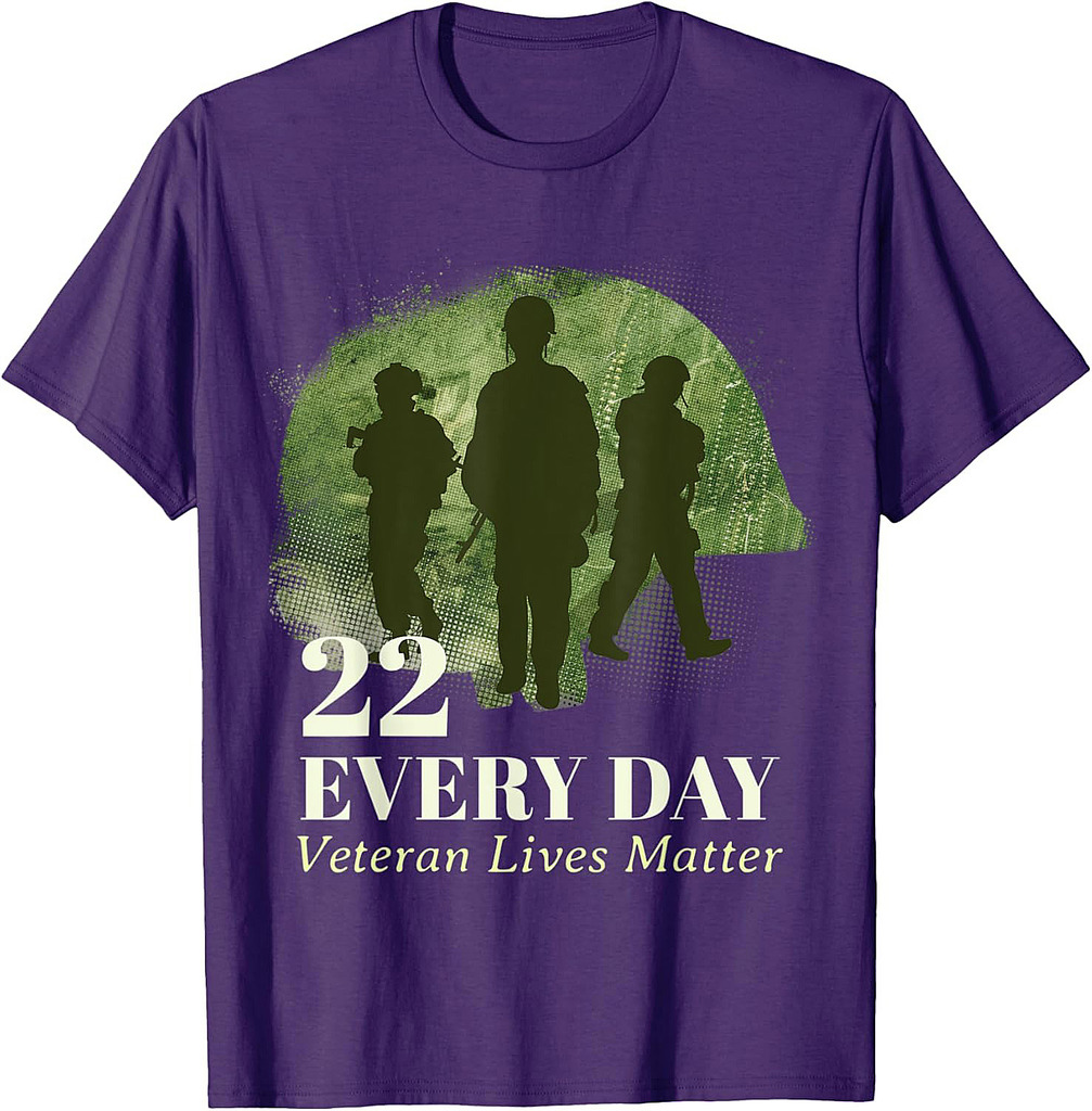 22 Every Day Veteran Lives Matter Veteran Suicide Awareness T-Shirt