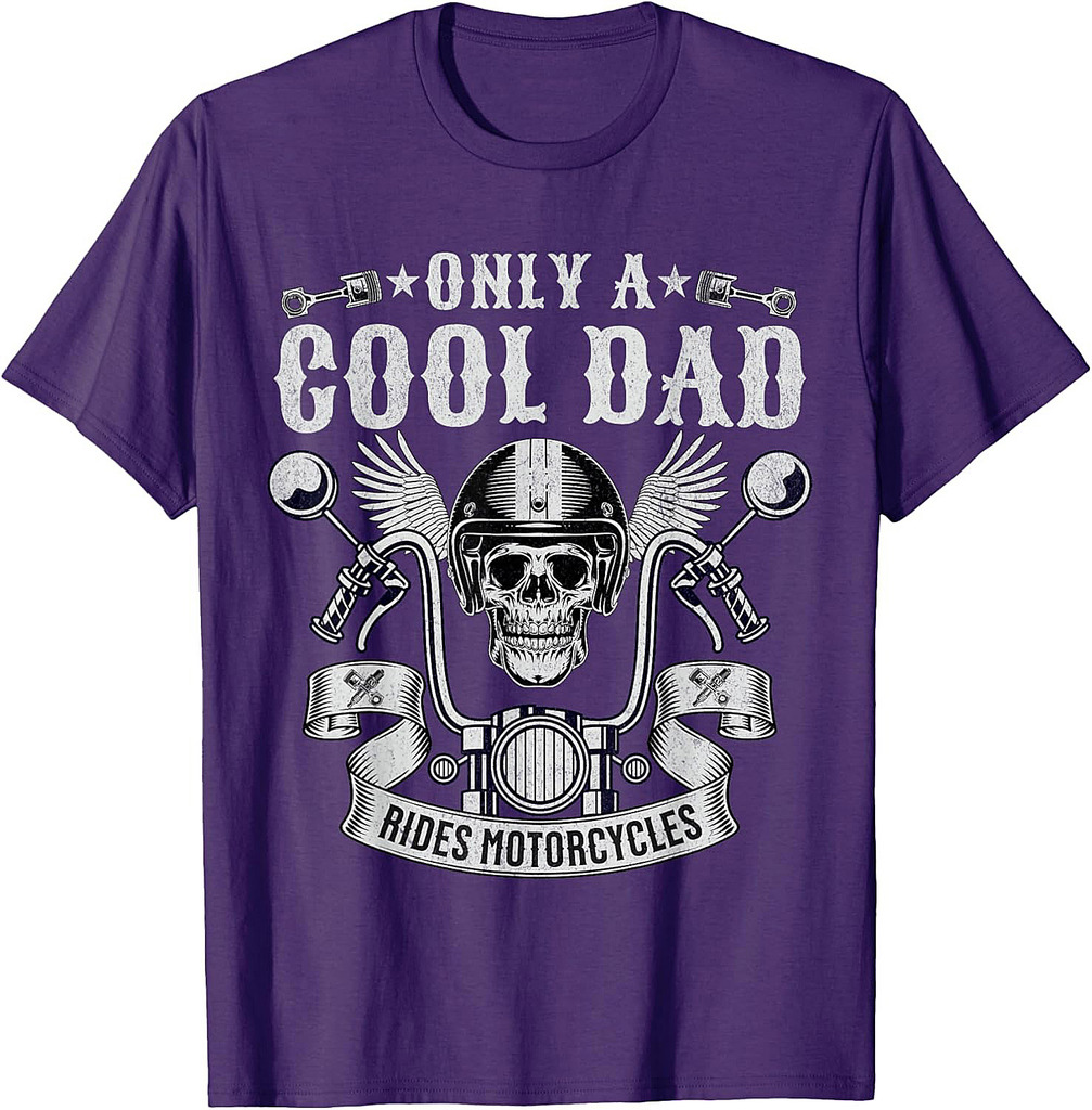 Biker Dad Only A Cool Dad Rides Motorcycles Motorbike Rider T-Shirt