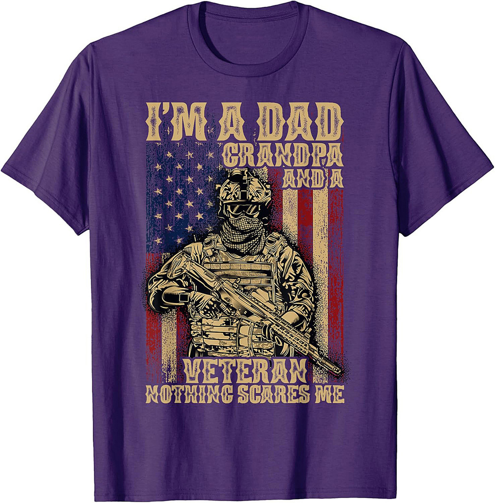 4th of July | USA Flag | I'm a Dad Grandpa and a Veteran T-Shirt