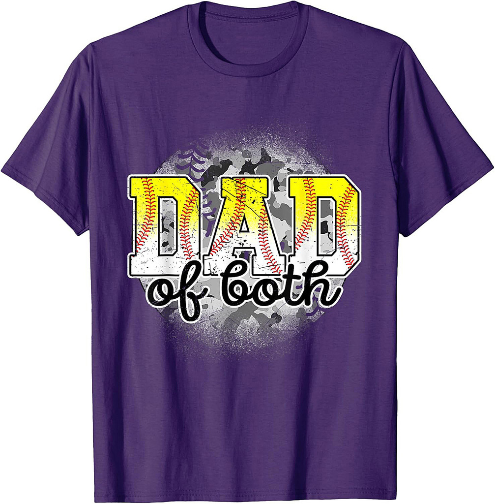 Dad of Both Baseball Softball Father's Day Baseball Player T-Shirt