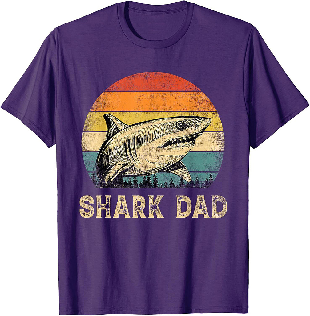 Vintage Shark Dad Shark Lovers Daddy Father's Day T-Shirt