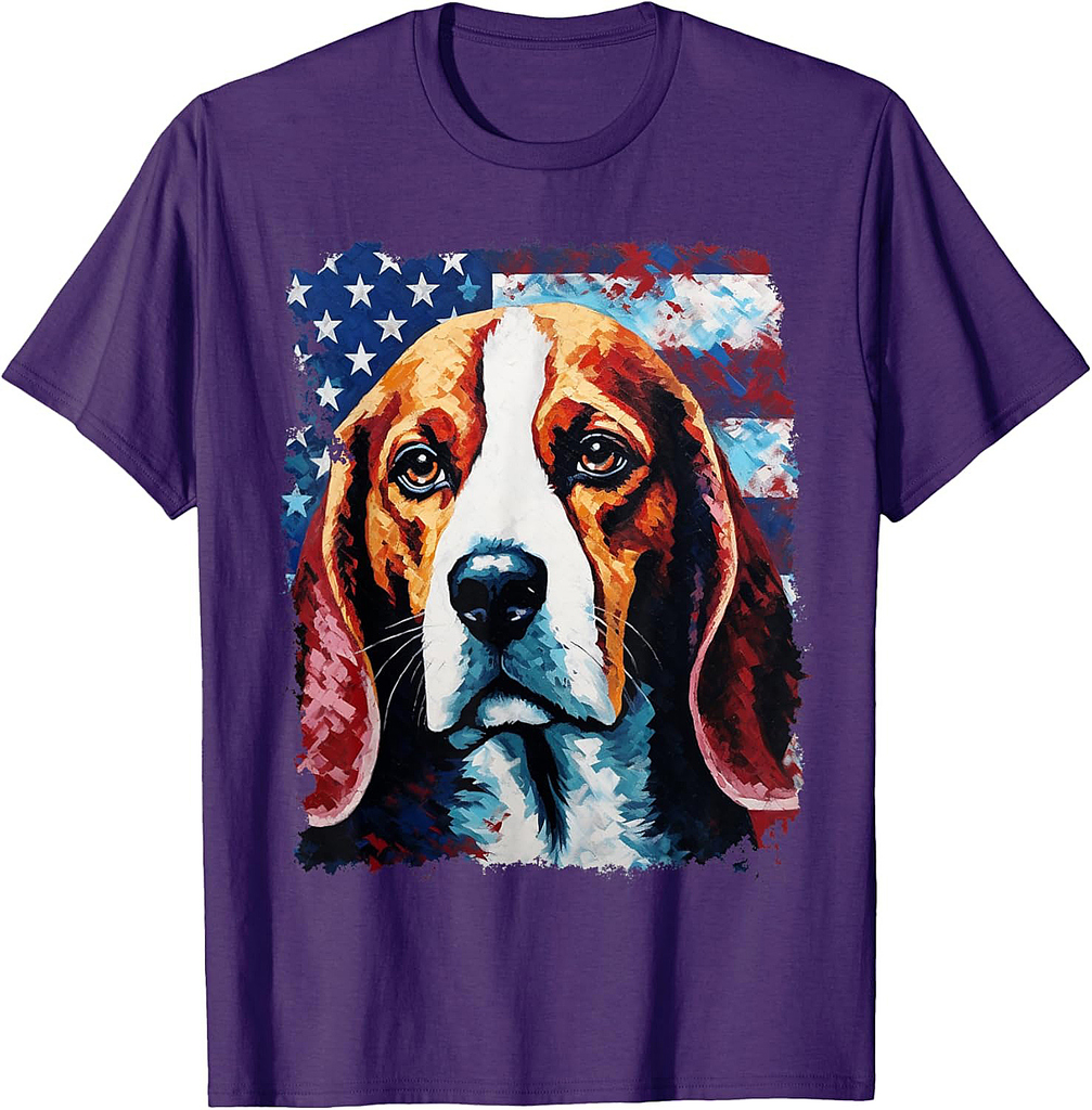 Pop Art Dog Patriotic Beagle T-Shirt