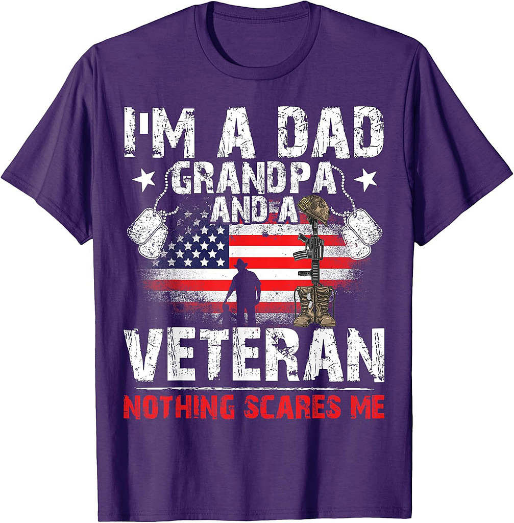 Father's Day  Veterans Day I'm a Dad Grandpa and a Veteran T-Shirt