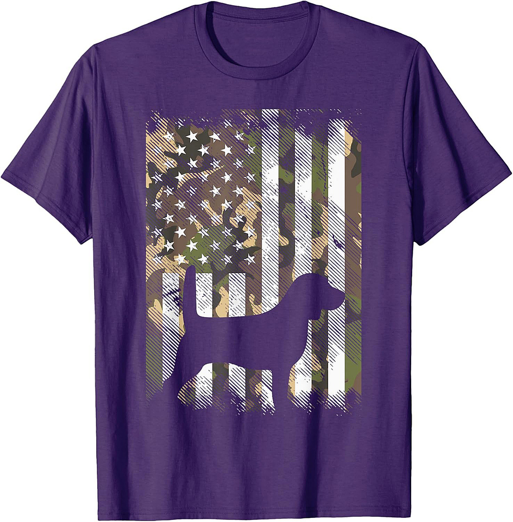 Camo Flag Beagle Vintage Animal Pet Hound Dog Patriotic Gift T-Shirt for Women Men