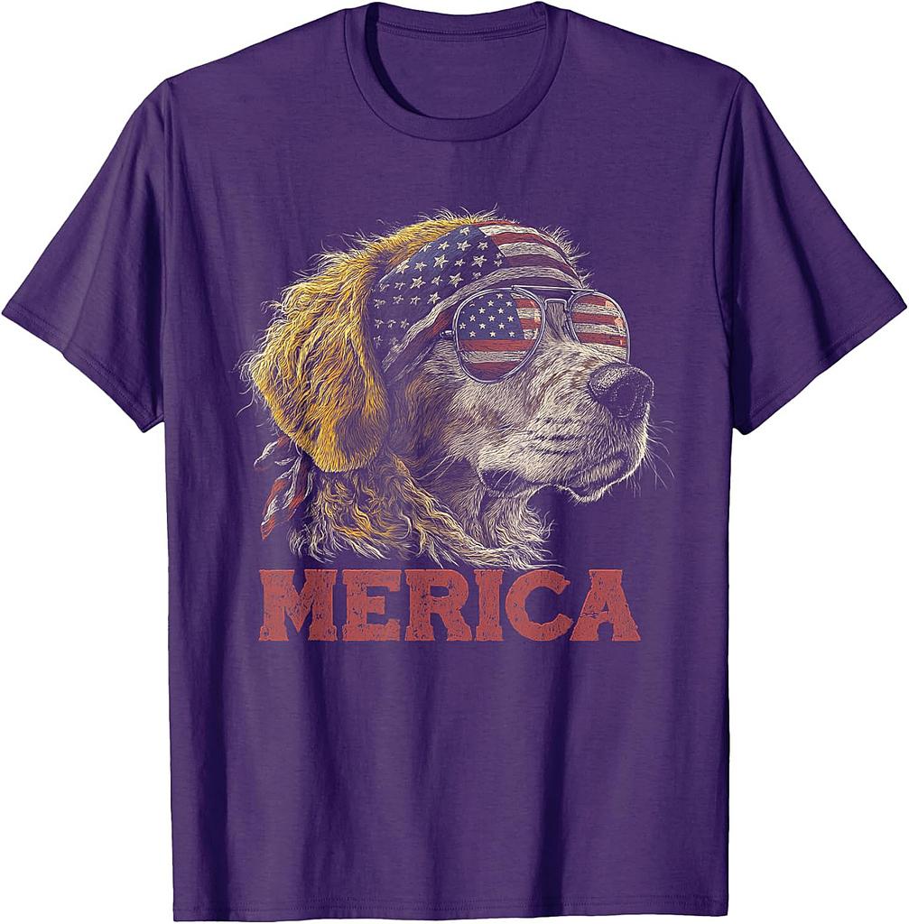 Beagle Dog Patriotic USA 4th of July American Flag Funny T-Shirt for Men Women