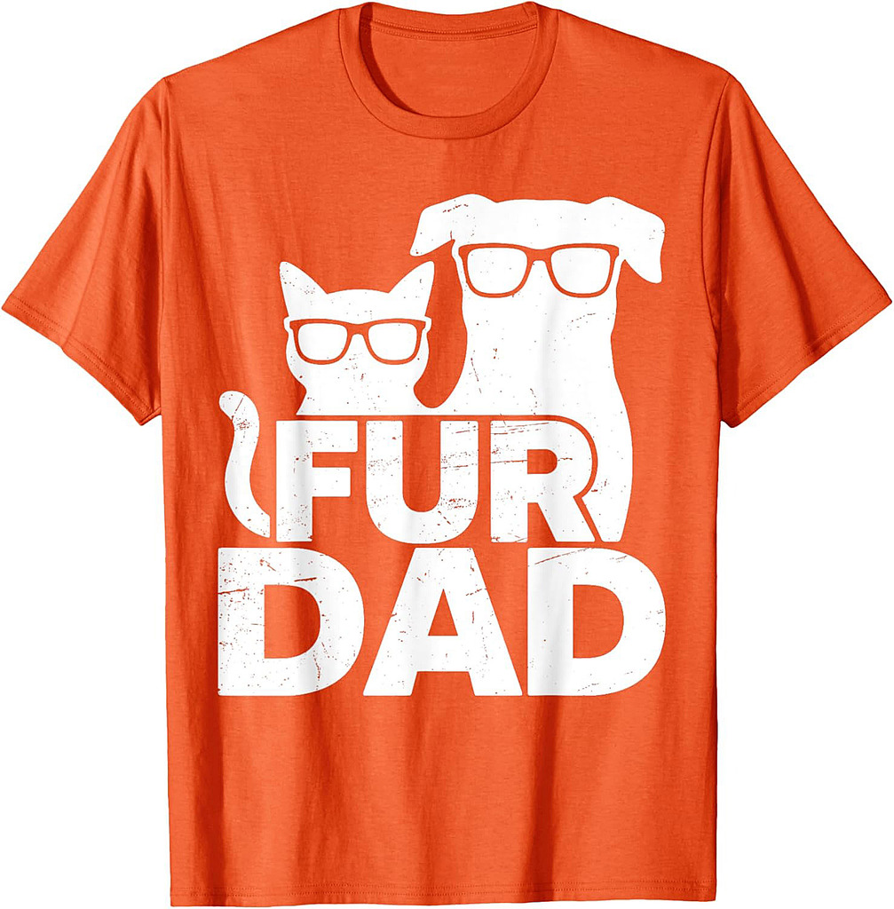 Mens Funny Fathers Day Best Fur Dad Ever Dog Cat Owner T-Shirt