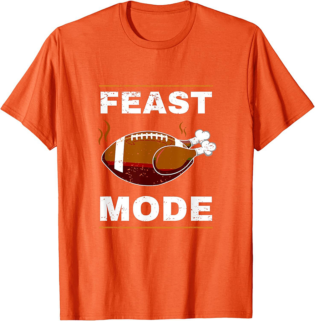 Funny Thanksgiving Turkey Feast Mode American Football Gift T-Shirt