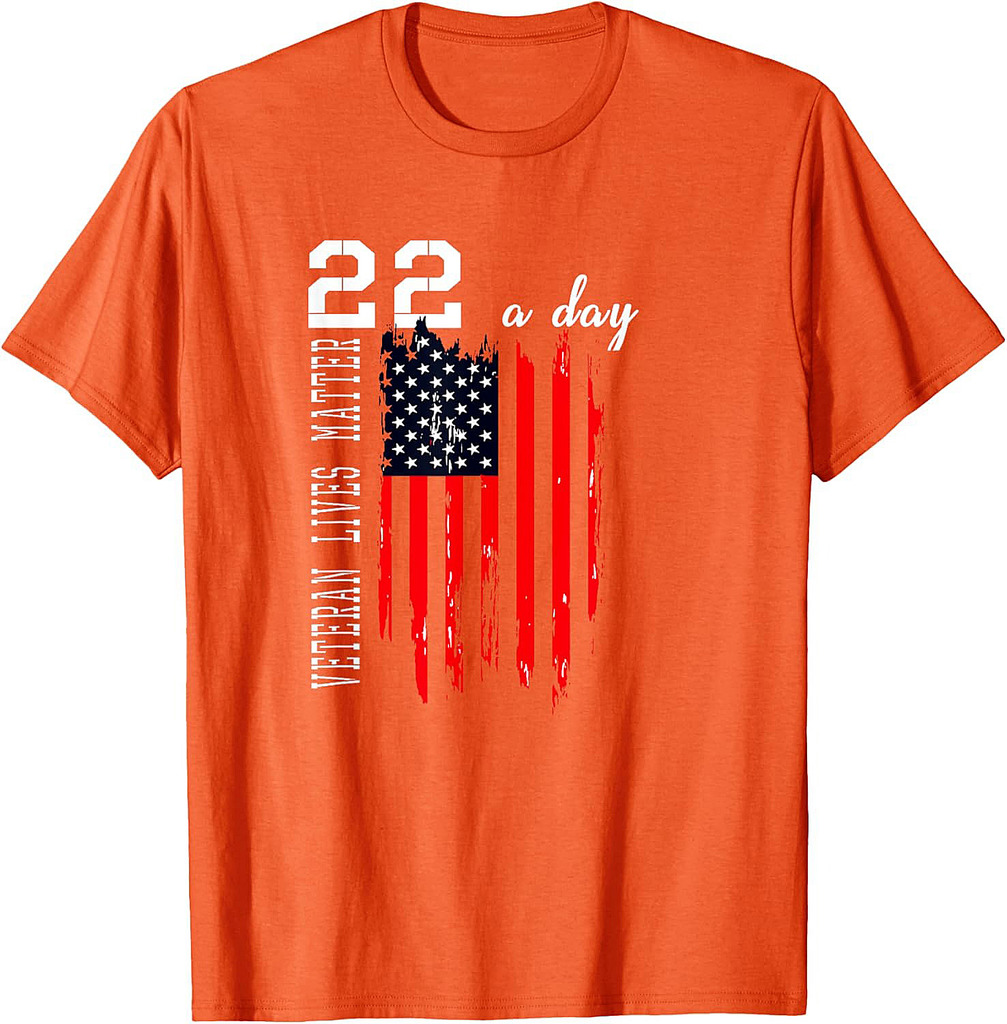 Patriotic Veteran Lives P.T.S.D 22 Day Suicide Awareness Women Men T-Shirt